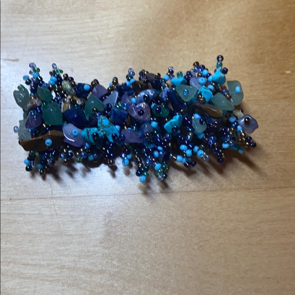Turquoise and Blue Rock Beaded Cuff Bracelet